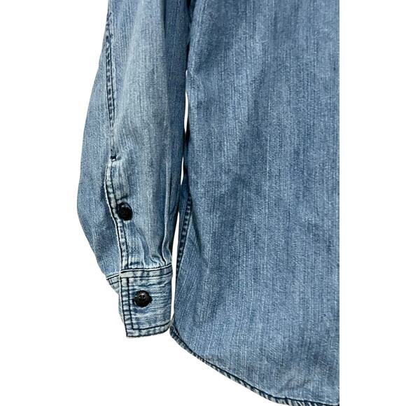 Harley Davidson Vintage Denim Button Up V-Twin Power Embroidered Pocket Mens M - Picture 5 of 6